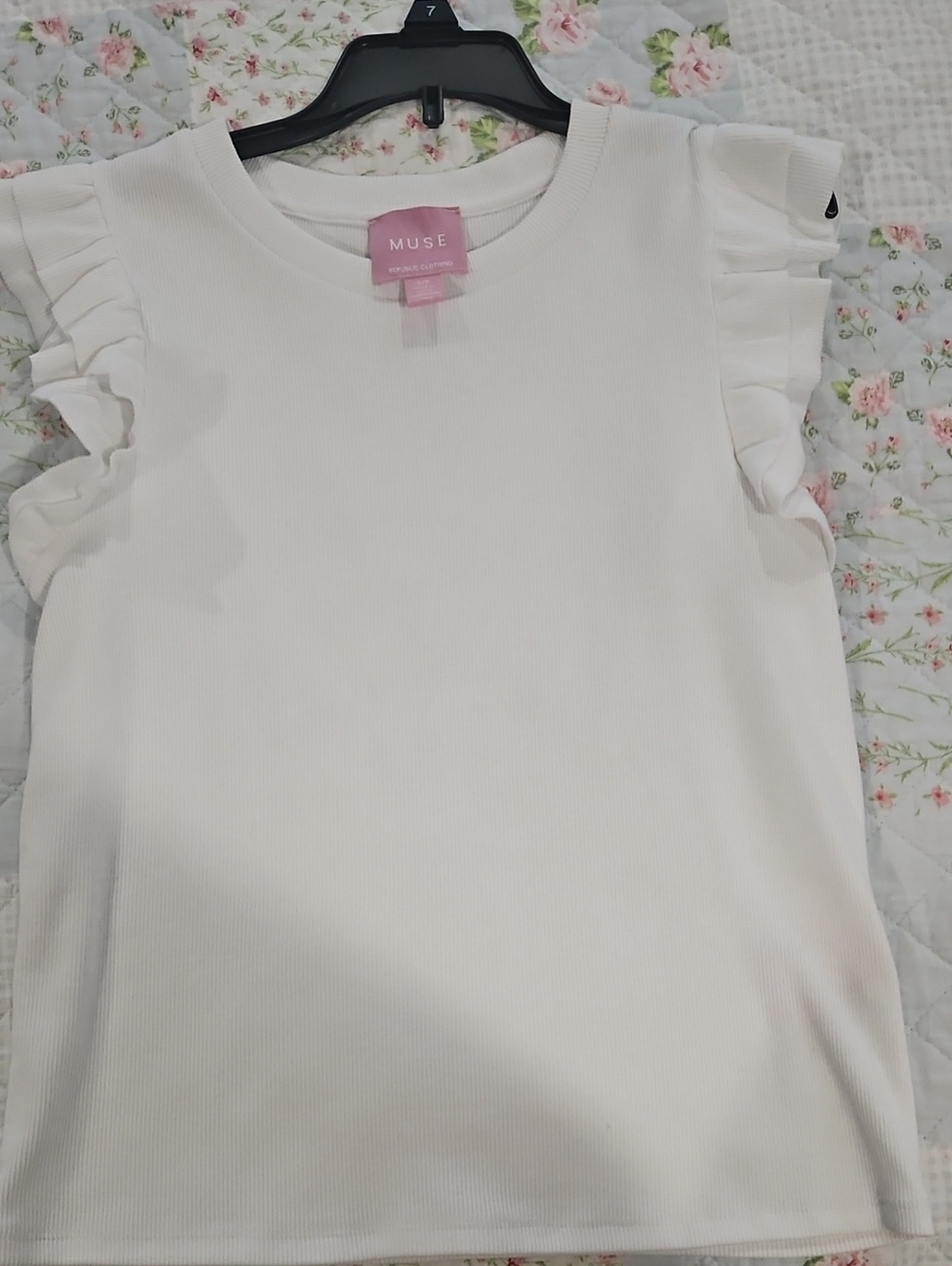 Muse Republic Clothing White Ruffle Sleeve Tank Top